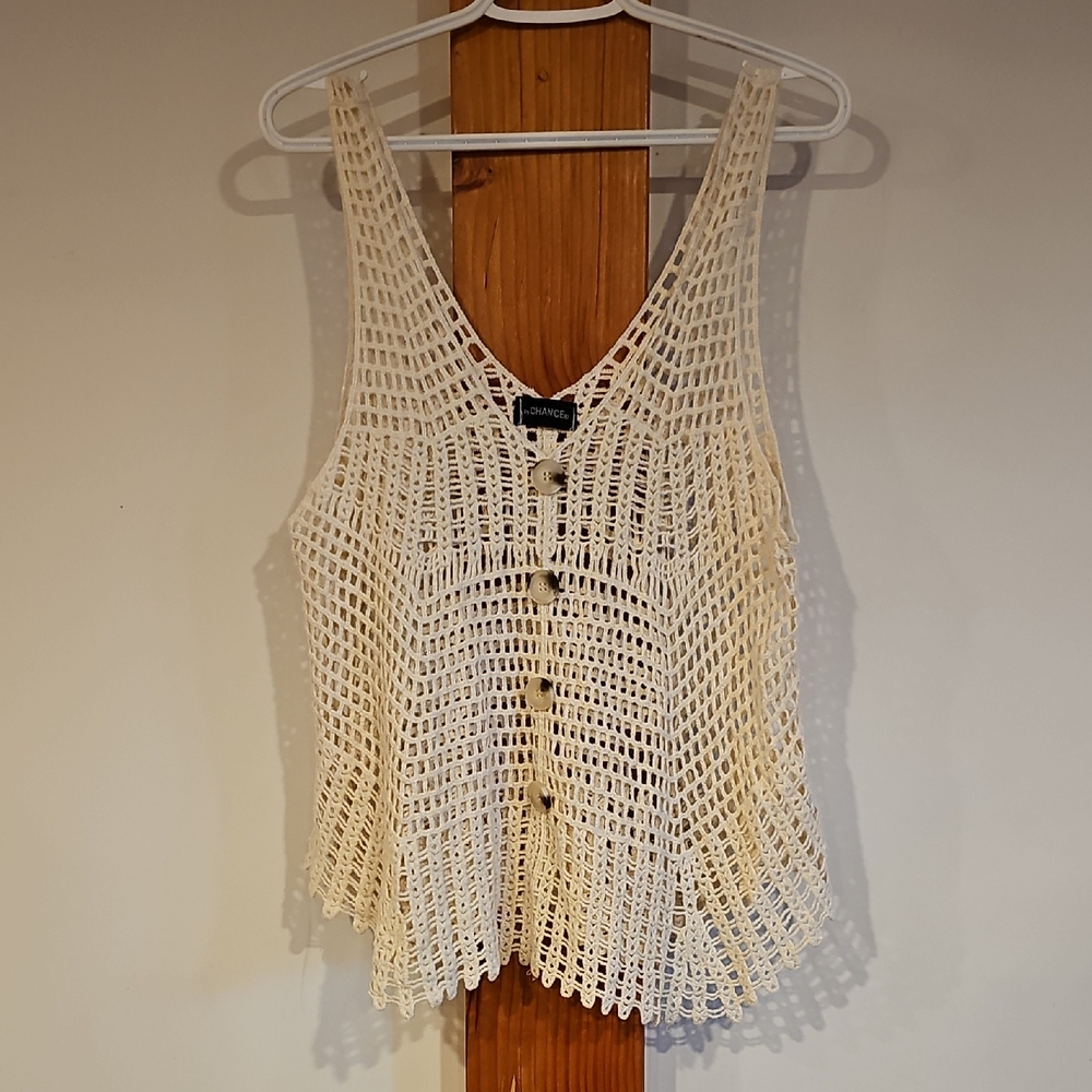 Cream Crochet Tank Top